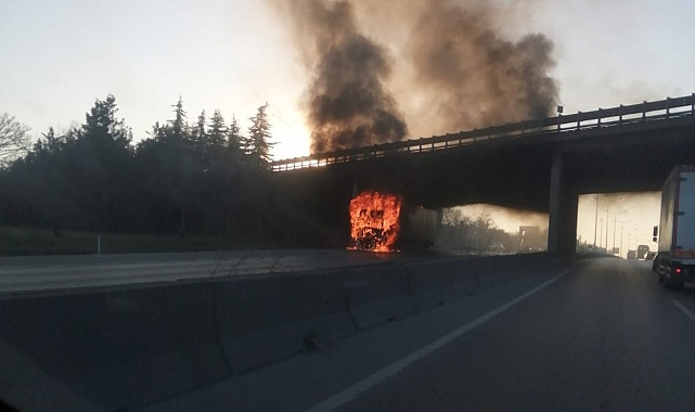Çay yüklü TIR küle döndü