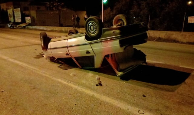 Direksiyon hakimiyetini kaybetti, takla attı