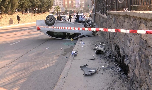 Kontrolden çıkan otomobil takla atarak savruldu