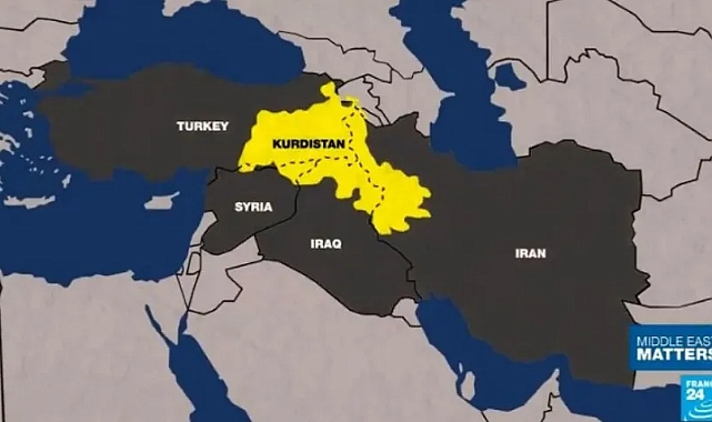 Türkiye'nin bir bölümünü Kürdistan olarak gösterdiler