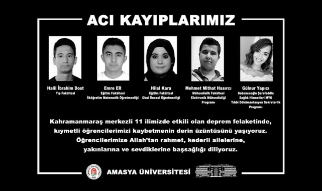 Amasya Üniversitesi 5 öğrencisini kaybetti