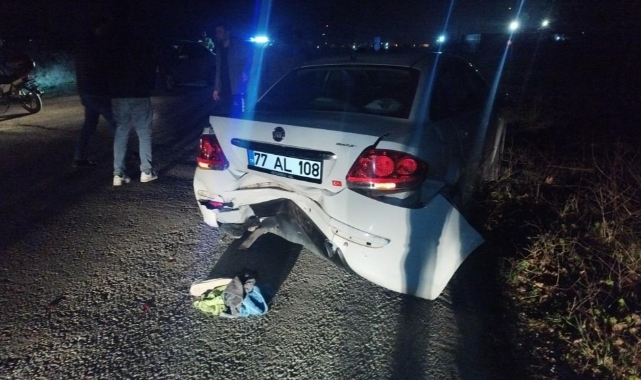 Bursa'da lastik tamiri için kenara çekilen araca, otomobil çarptı
