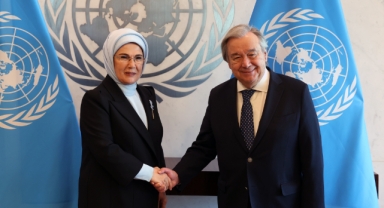 Emine Erdoğan BM Genel Sekreteri Guterres'le görüştü