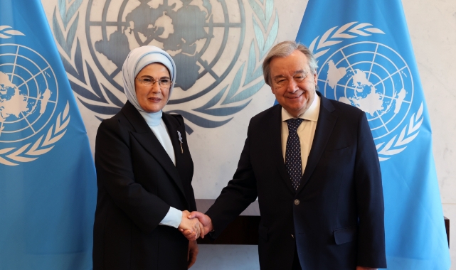 Emine Erdoğan BM Genel Sekreteri Guterres'le görüştü