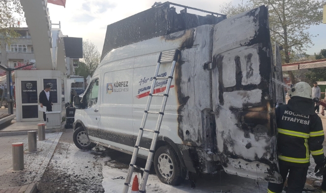 Belediyeye ait araç alev topuna döndü