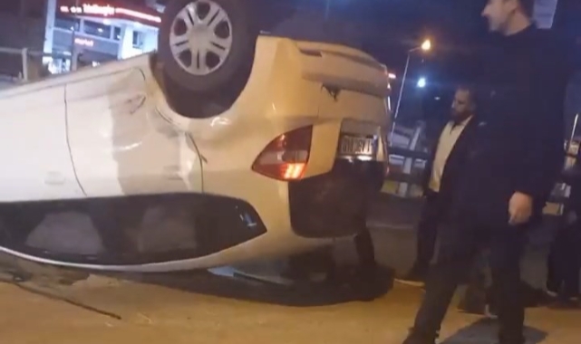 Kontrolden çıkan otomobil takla attı