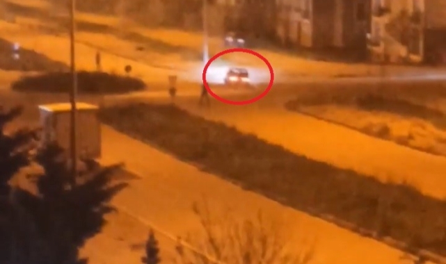 Bursa'da sürücünün kavşakta drift atma anları