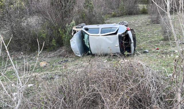 Tarlaya uçan otomobilin sürücüsü yaralandı