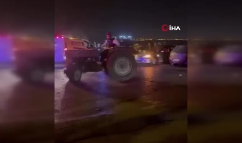 Traktörle drift attı!