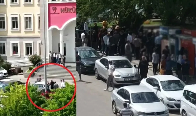 Adliye önünde birbirlerine girdiler! 1'i asker 5 yaralı