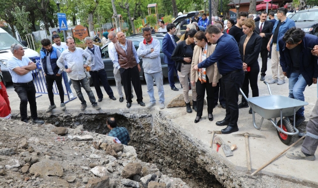 Doğal gaz hattı çalışmalarında tarihi sütun parçaları bulundu