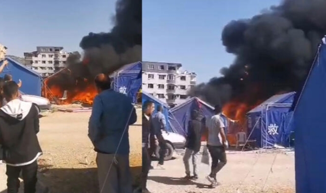 Hatay'daki çadır kentte yangın