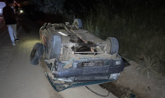 Takla atan otomobilin sürücüsü yaralandı