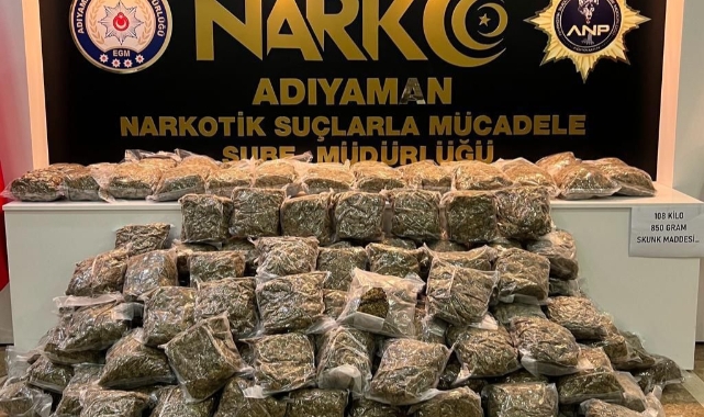 Adıyaman'da 108 kilo skunk ele geçirildi