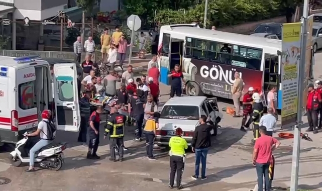 Amasya’da halk otobüsüyle otomobil çarpıştı: 4 yaralı