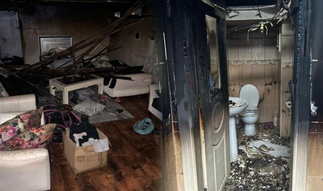 Apartmanın çatısına düşen yıldırım daireyi yaktı