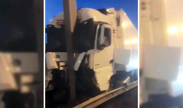 Avcılar’da TIR direğe çarptı