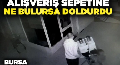 Bursa'da alışveriş sepetiyle hırsızlık kamerada