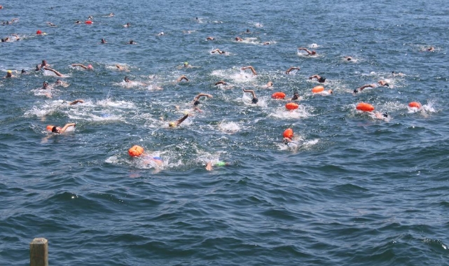 Kiraz Festivali'nde 5 kilometre yüzdüler
