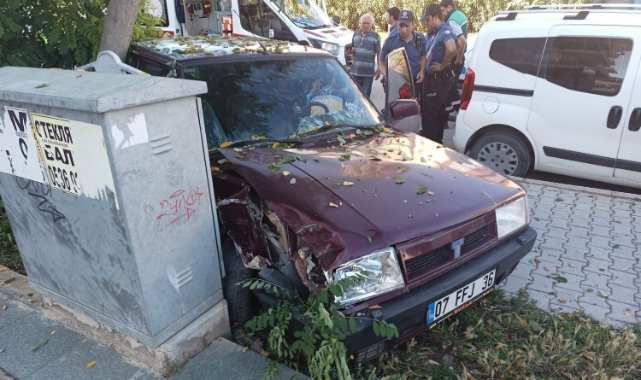 Otomobil önce kaldırılma ardından ağaca çarptı