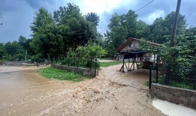 Sağanağa esir olan Düzce'nin 21 köyünde dereler taştı