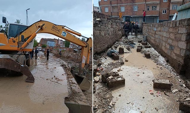 Sel sonrası hasar çalışması başlatıldı