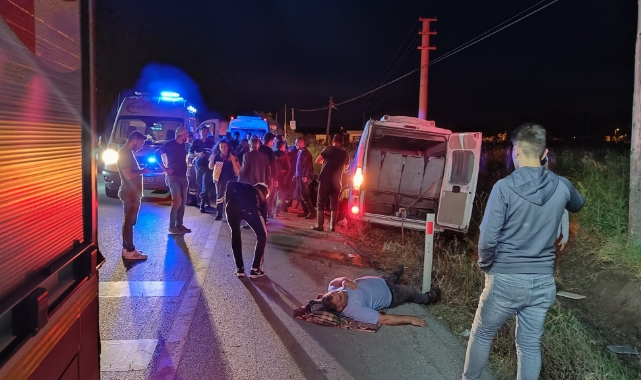 Servis aracı şarampole yuvarlandı! 14 yaralı