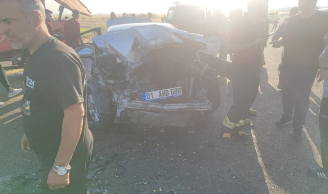 Tali yoldan çıkan traktör ile otomobil çarpıştı