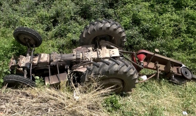 Ters dönen traktörden mucizevi kurtuluş