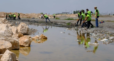 Van Gölü sahilinde 25 ton çöp toplandı