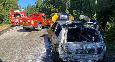Bursa'da ralli yarışında otomobil alev aldı