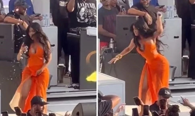 Cardi B hayranına mikrofon fırlattı
