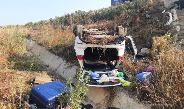 Gurbetçi ailenin otomobili şarampole yuvarlandı