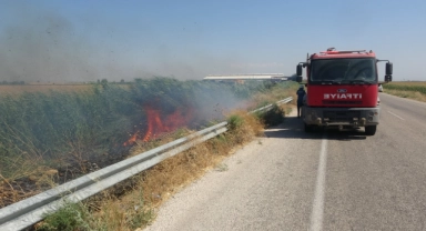 Mısır tarlasındaki yangın büyümeden söndürüldü