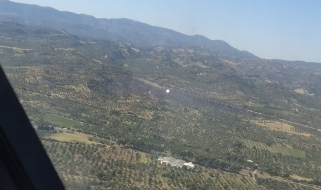 Otoban kenarında korkutan yangın