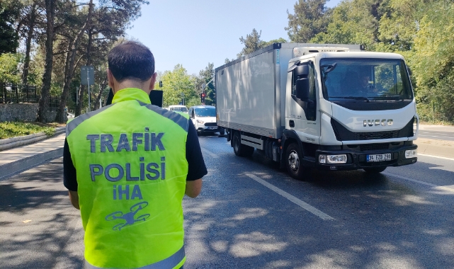 Sarıyer’de dron destekli trafik denetimi