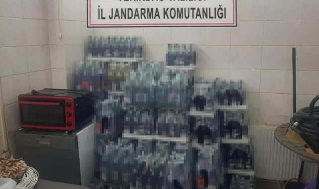 Tam 885 litre kaçak içki ele geçirildi