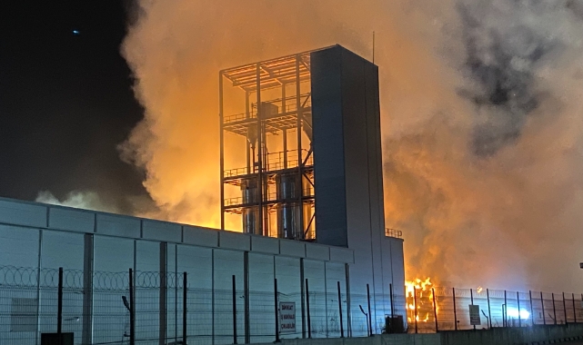 Tekirdağ'da karton fabrikası alev alev yandı