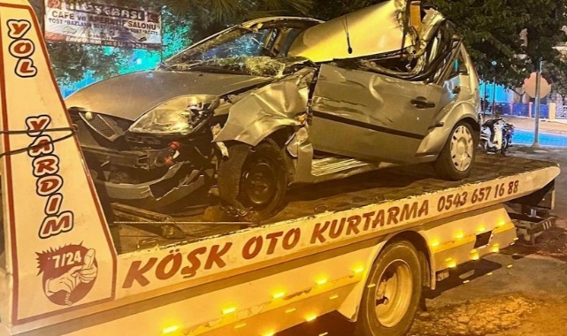 Tırla çarpışan otomobil hurdaya döndü