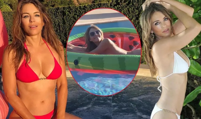 58 yaşındaki Elizabeth Hurley çıplak