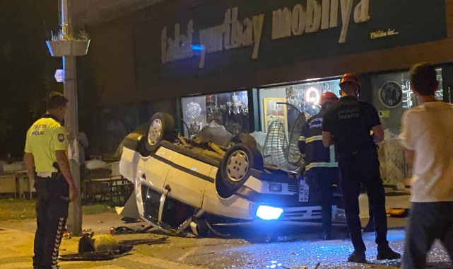 Alkollü sürücü karşı şeride geçerek takla attı
