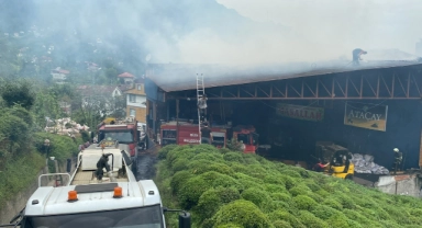 Çay fabrikasında korkutan yangın