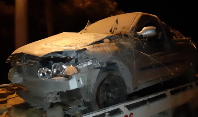 Defalarca takla atan otomobil hurdaya döndü