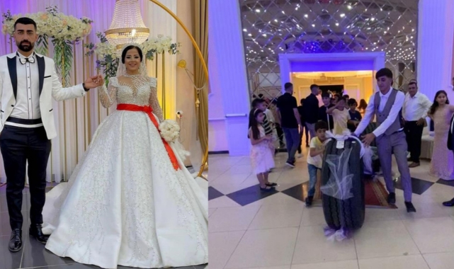 Düğünde damada oto lastiği taktılar