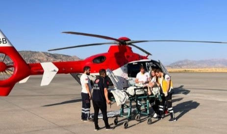 Helikopter ambulans kanser hastası için havalandı
