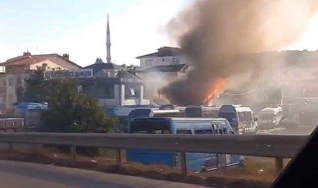 Karavan dönüşümü yapılan işyerinde yangın