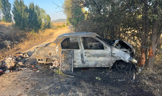 Kaza yapan otomobil yandı