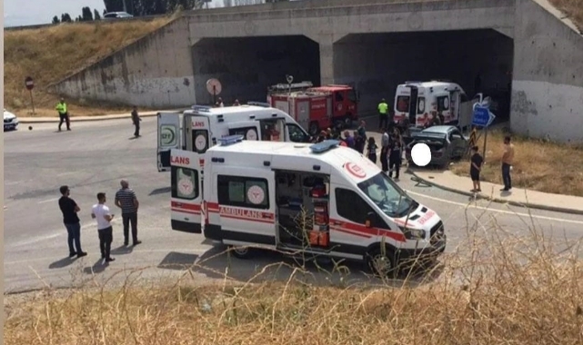 Merzifon Havalimanı kavşağında zincirleme kaza