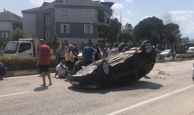 Otomobilin takla attığı anlar kamerada