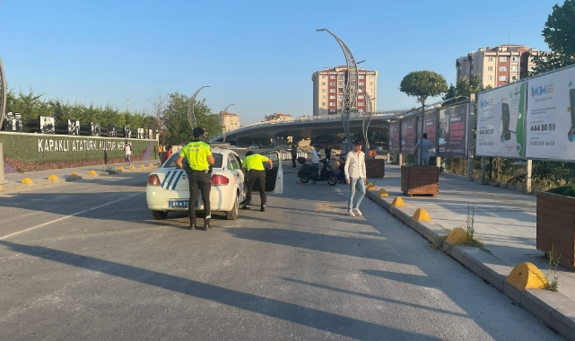 Yapımı süren yolda motosiklet devrildi